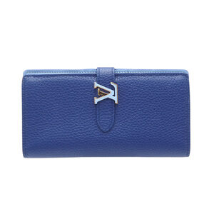 LOUIS VUITTON Taurillon LV Vertical Wallet Capucines M82441 Long Blue Leather...